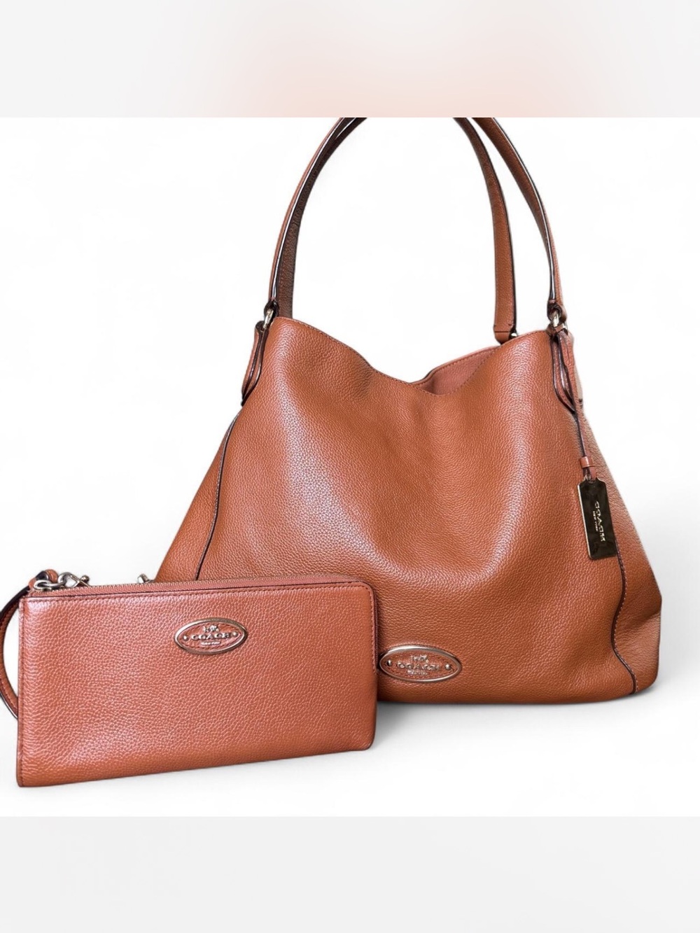 COACH Edie 31 Turnlock Bag & Matching Wallet Set | Fall Saddle Brown | Gold H/W